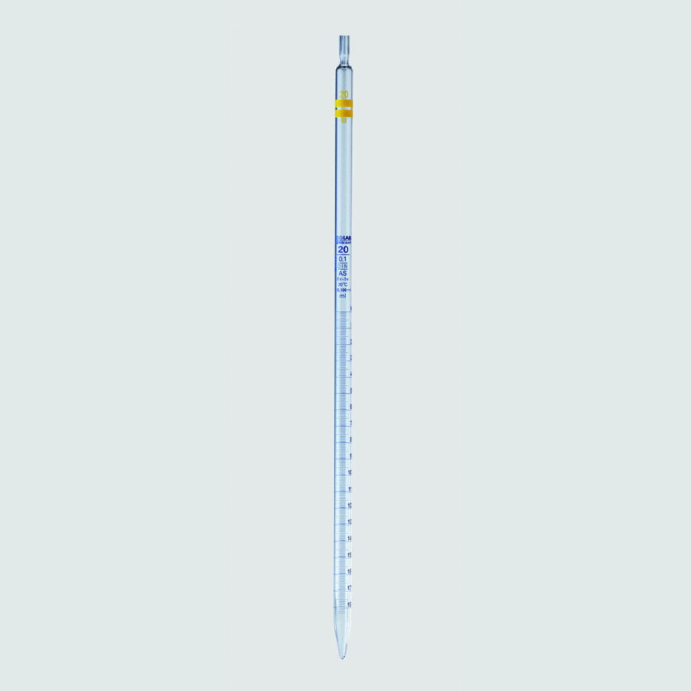 Isolab Pipette graduated A-class 25mL blue graduations, boro glass