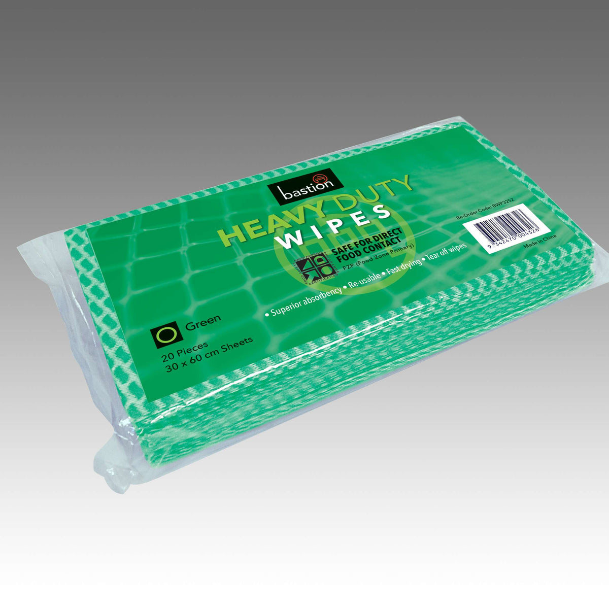 Bastion Cleaning cloth heavy duty wipe 30x60cm sheets green
