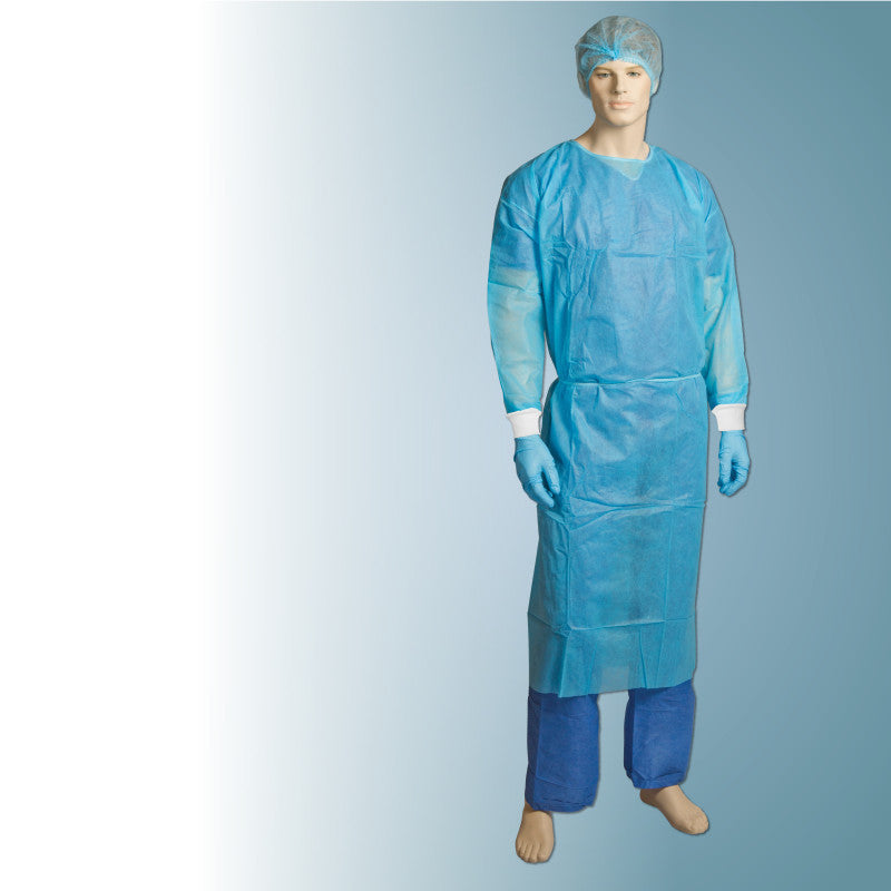 Bastion Gown protective clinical fluid resistant one-size-fits-all white PP-PE