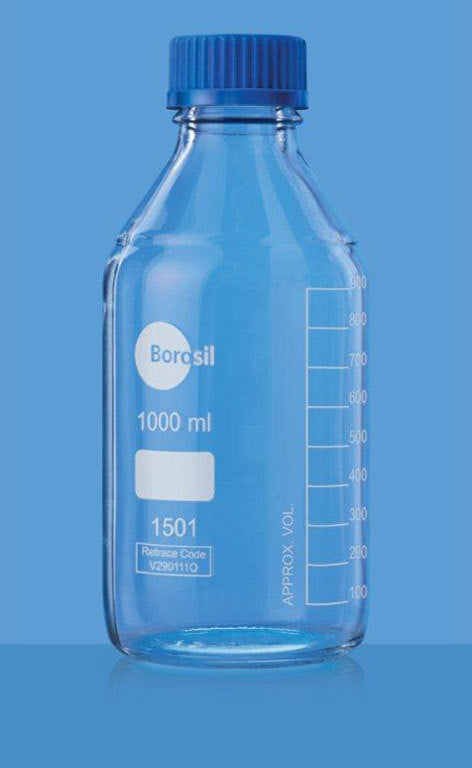 Borosil Bottle lab reagent GL25 screwcap 25mL borosilicate glass (no pouring ring)