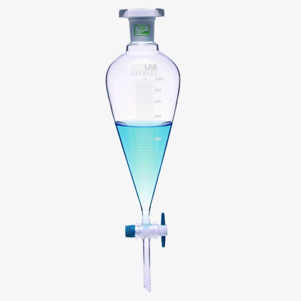Isolab Funnel separating pear (squibb) graduated PTFE stopcock