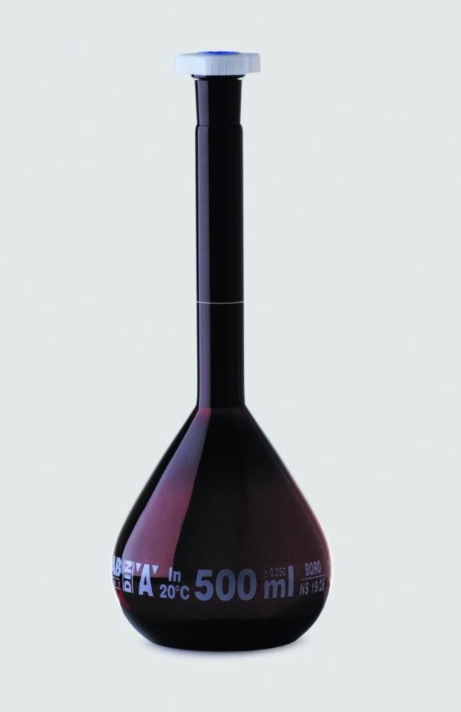 Isolab Borosilicate Volumetric Flask Class A Amber 25mL 10/19 PE Stopper
