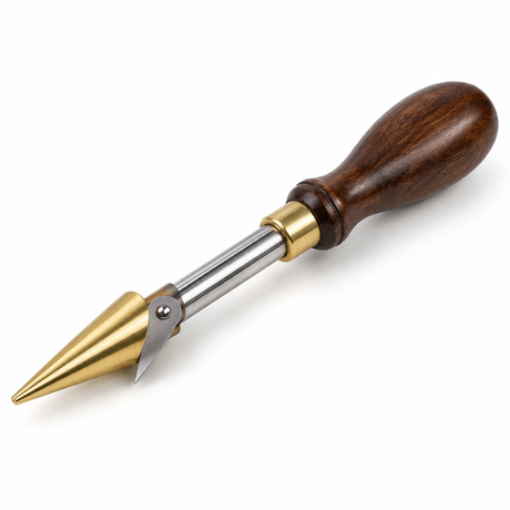 Chrome-plated laboratory cork borer sharpener with handle