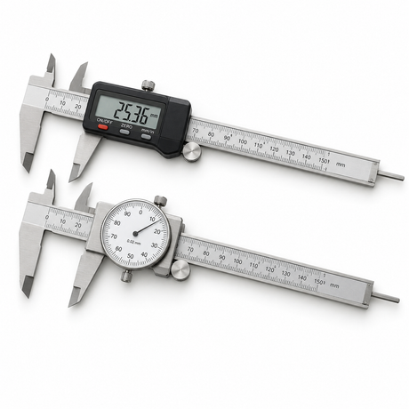 Digital and dial 150 millimetre stainless steel vernier calipers