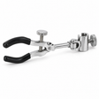 Two-prong swivel laboratory clamp with vinyl-coated jaws and bosshead
