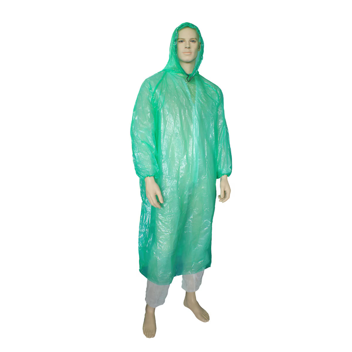 Bastion Gown protective poncho with hood one-size-fits-all polyethylene green