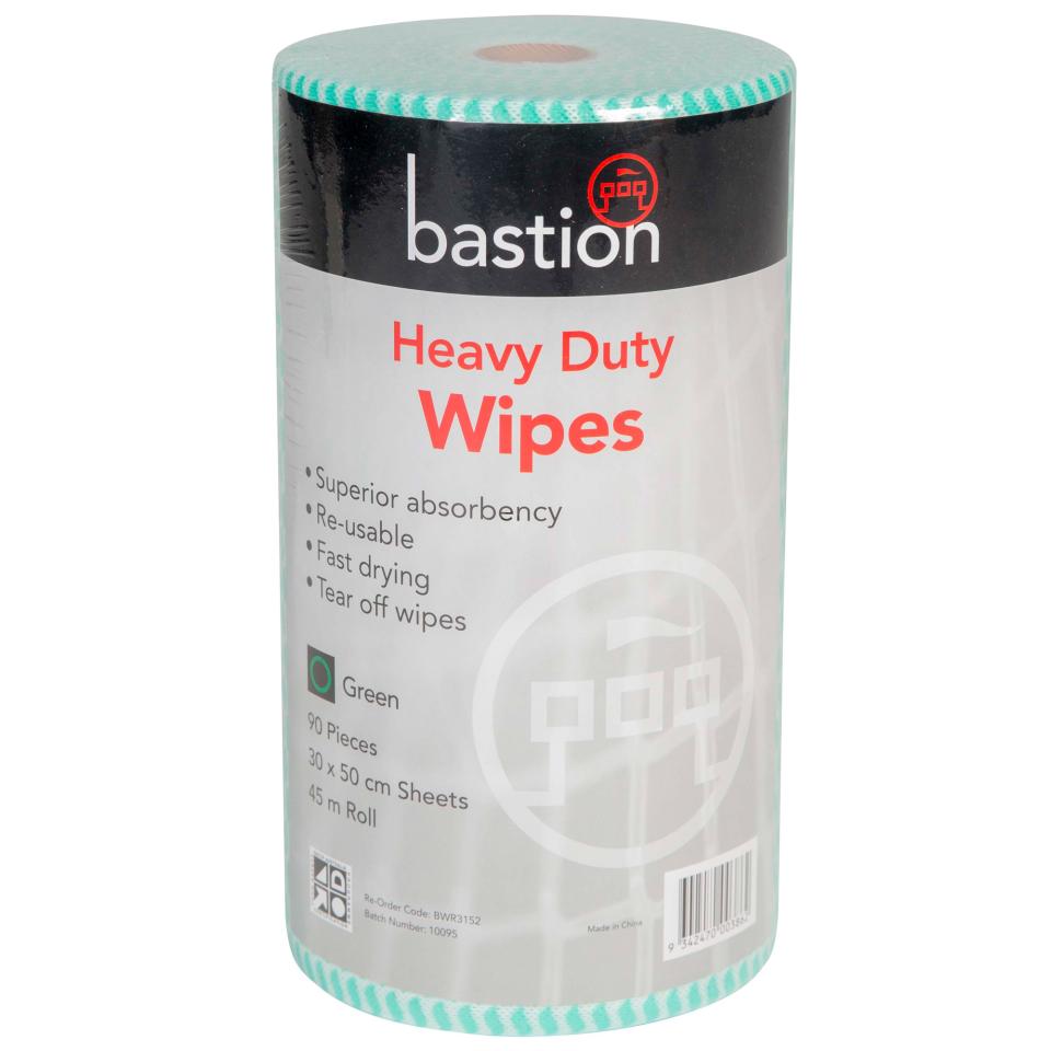 Bastion Cleaning cloth heavy duty wipe roll/45m 30x50cm sheets [90 pieces] green