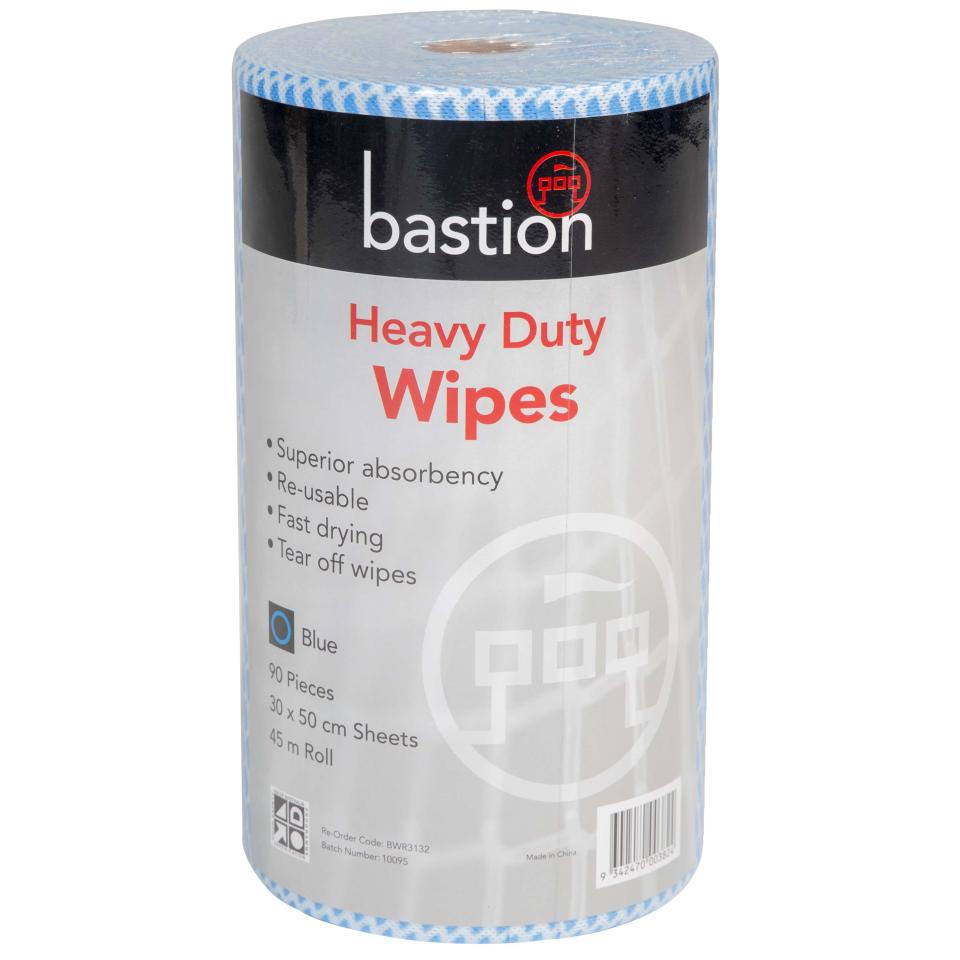Bastion Cleaning cloth heavy duty wipe roll/45m 30x50cm sheets [90 pieces] blue