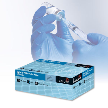 Bastion Nitrile Blue Powder Free Gloves