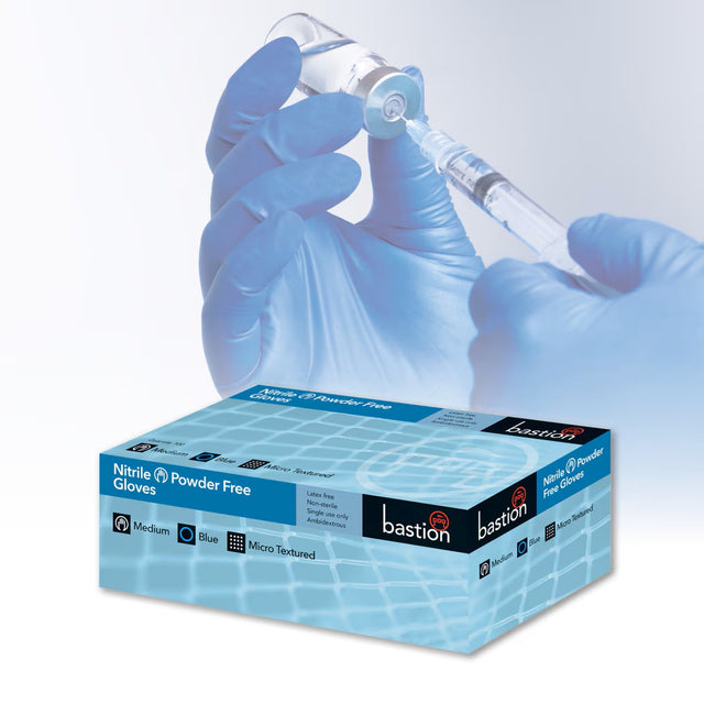Bastion Nitrile Blue Powder Free Gloves