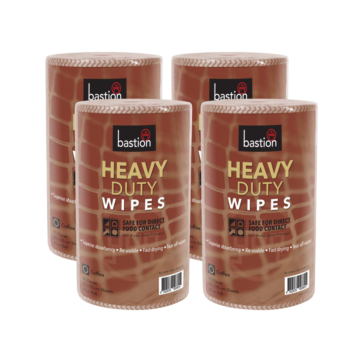 Bastion Cleaning cloth heavy duty wipe roll/45m 30x50cm sheets [90 pieces] coffee