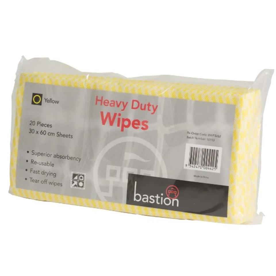 Bastion Cleaning cloth heavy duty wipe 30x60cm sheets yellow