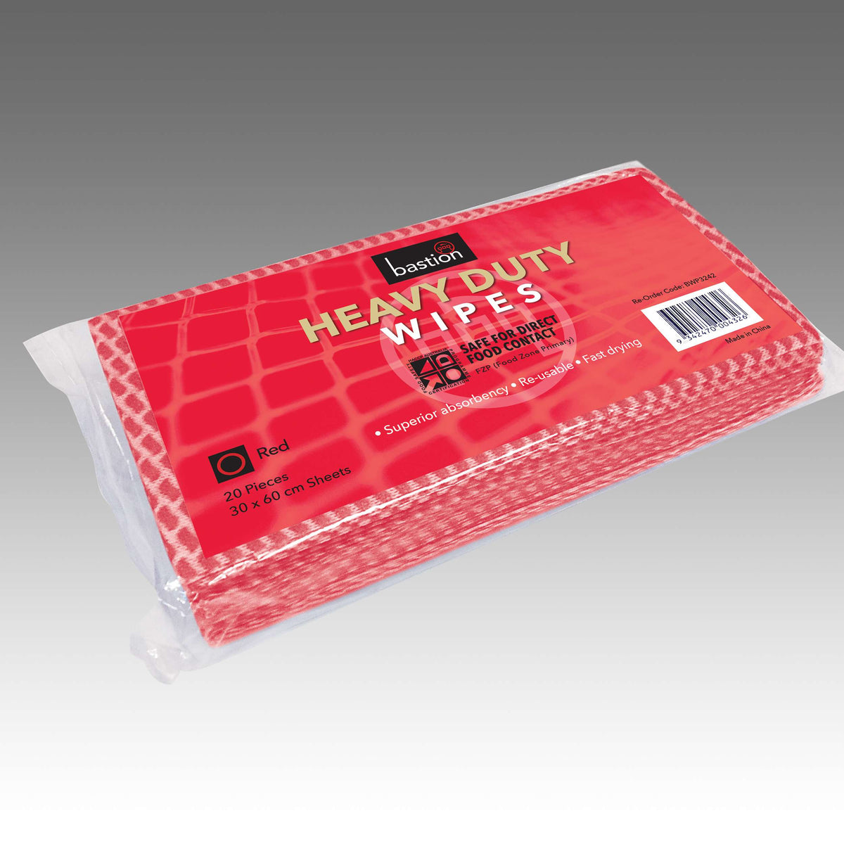 Bastion Cleaning cloth heavy duty wipe 30x60cm sheets red