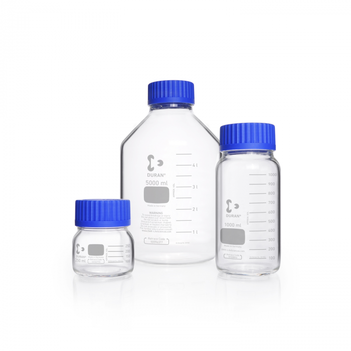 Duran Borosilicate Reagent Bottle Clear GL80 Pour Ring 500mL