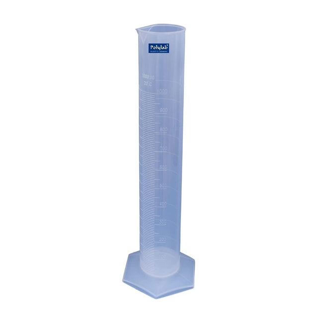 Polylab Cylinder measuring graduated economy hex base 100mL polypropylene