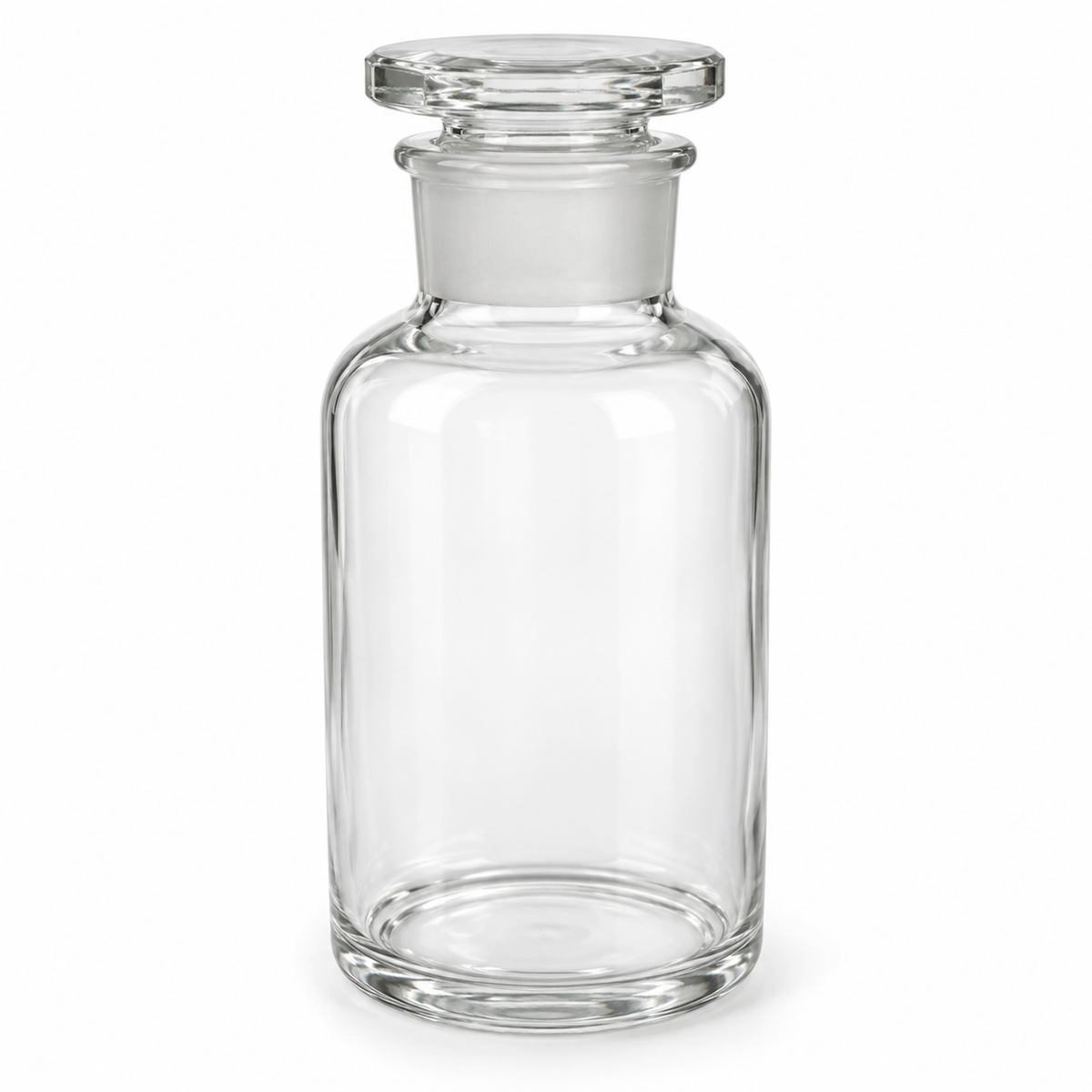 Science Essentials clear wide-mouth reagent bottle with glass stopper
