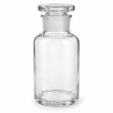 Science Essentials clear wide-mouth reagent bottle with glass stopper