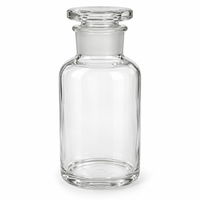 Science Essentials clear wide-mouth reagent bottle with glass stopper