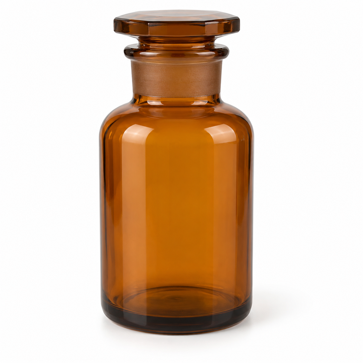 Science Essentials amber wide-mouth reagent bottle with glass stopper