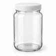 Science Essentials clear round glass jar with white cap