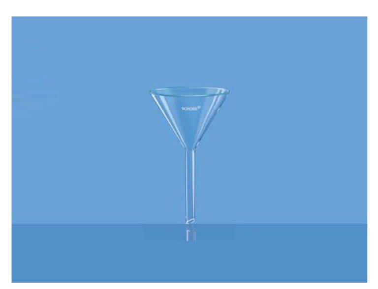 Borosil Funnel filter plain 60° angle short stem 35mm top diam borosilicate glass