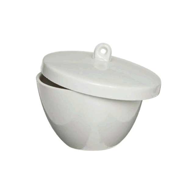 Crucible medium form with lid 18mL porcelain