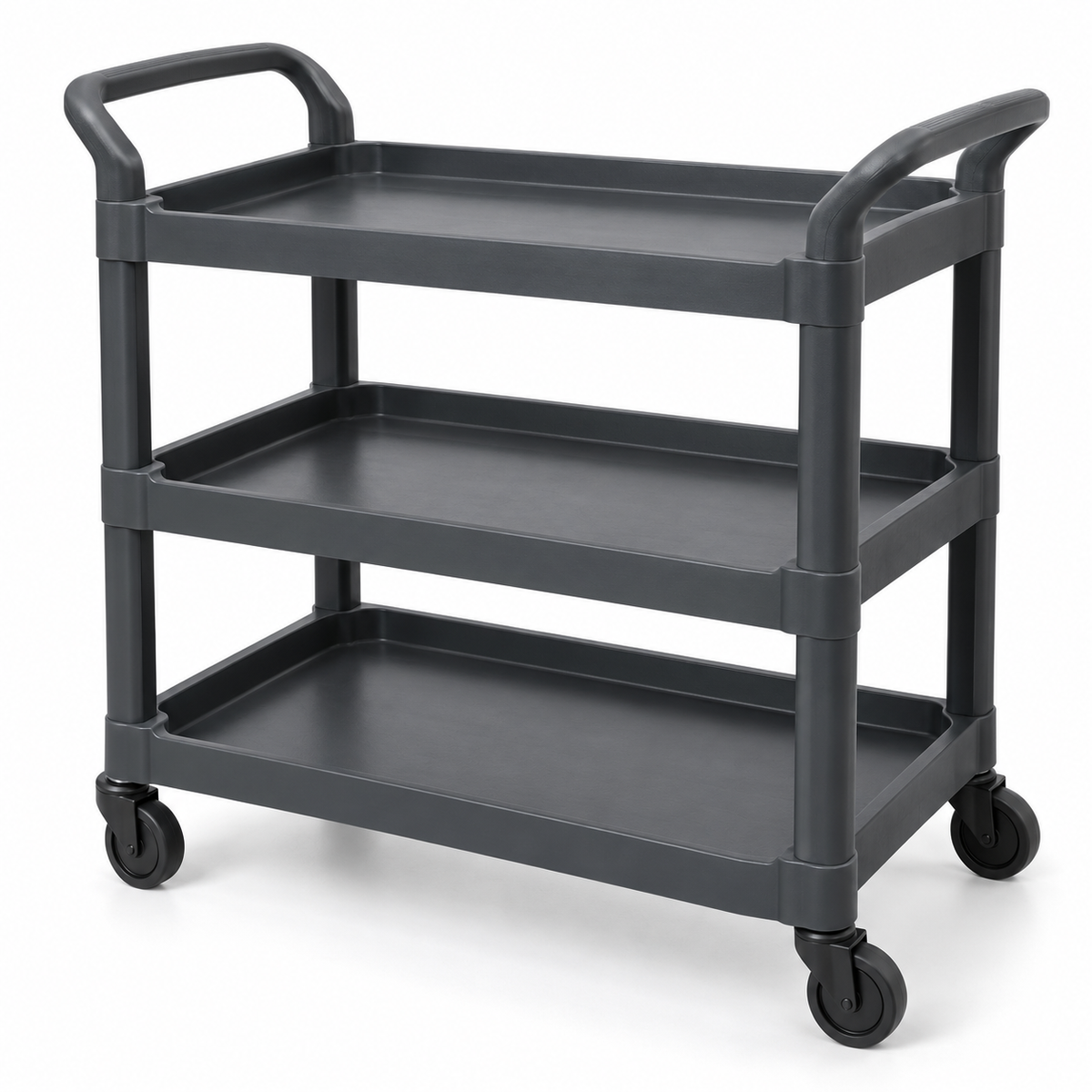 Trolley 3-Tier 890x510x845mm (LxWxH) w/handles & castors, polypropylene