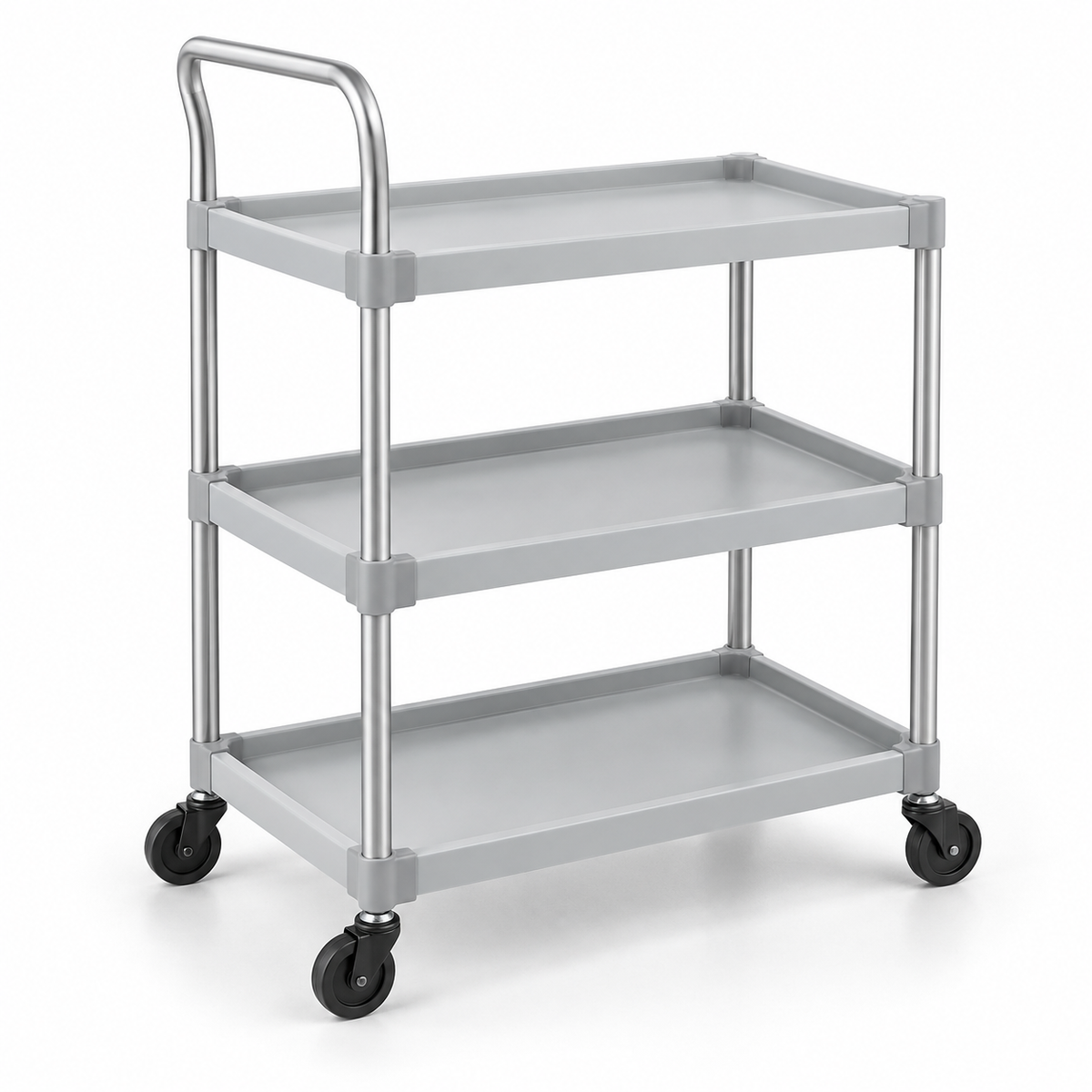 Trolley 3-shelf aluminium frame, polypropylene shelves 800x430x960mm