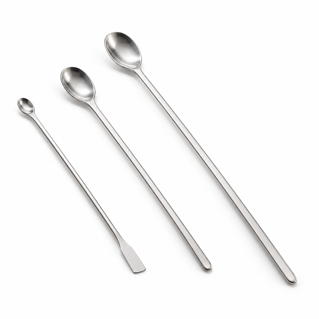 Science Essentials micro-spoon and macro-spoon stainless-steel laboratory tools