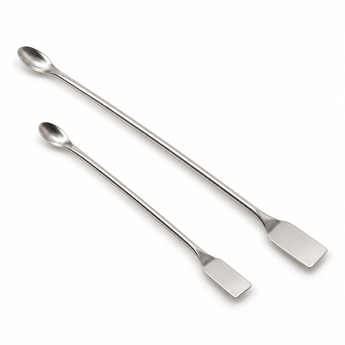 Science Essentials spoon-and-shovel stainless-steel spatulas in two sizes
